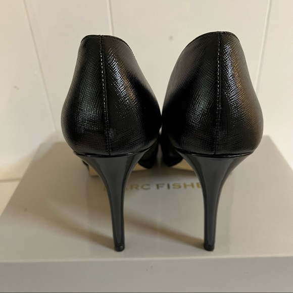 Cute black stilettos with bow detail open toed high heeled shoes - Picture 6 of 11